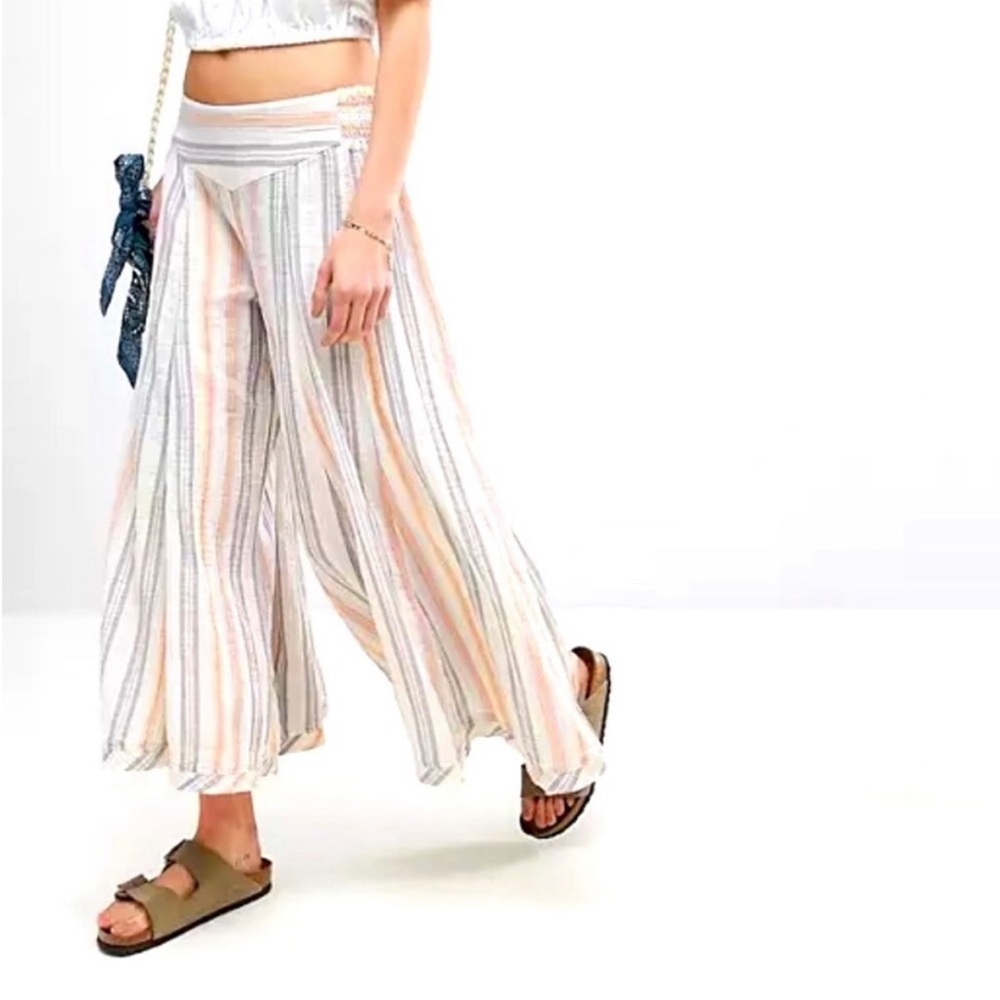 Free People Multicolor Striped Wide Leg Pants